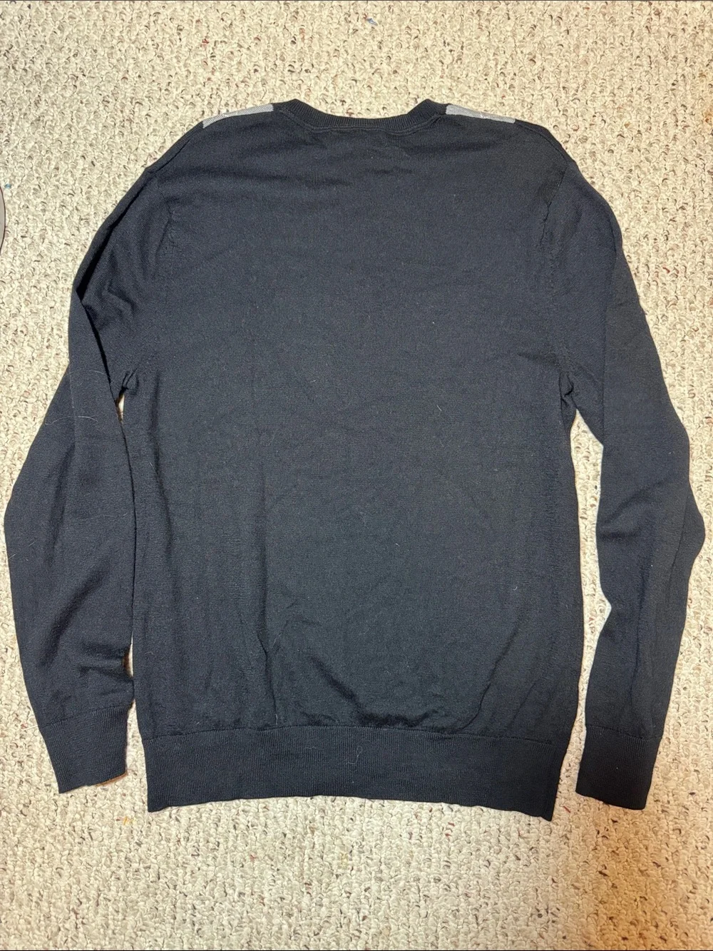 Banana Republic Men’s Charcoal Gray Merino Wool Argyle V-Neck Sweater Large